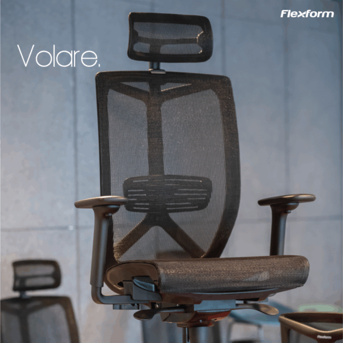 Cadeira Flexform Volare 600 100% em Tela com Apoio de Cabeça - Image 7